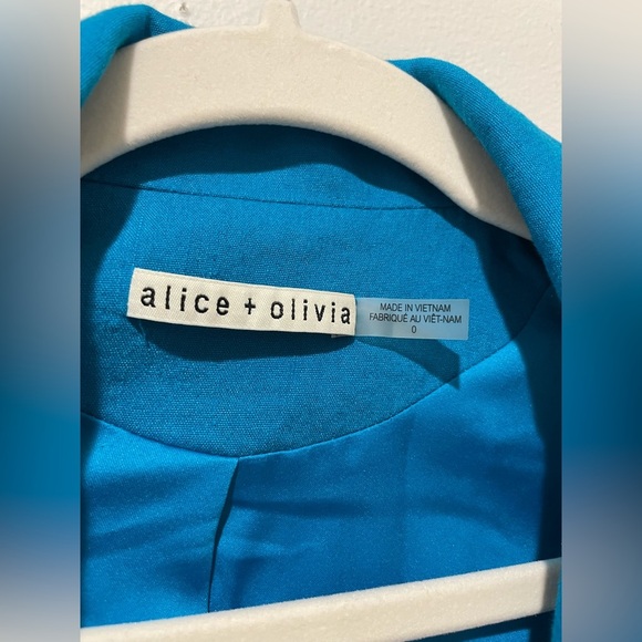Alice + Olivia Notch Collar Blue Tailored Blazer Jacket size 0 / XS - Picture 7 of 12